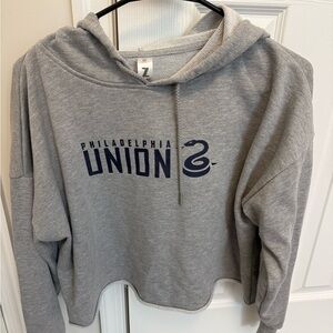 Gray Cropped Crewneck Hoodie